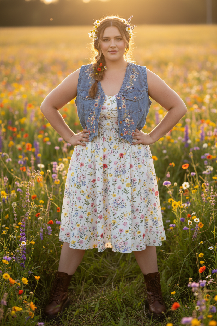Vintage 90s Studio West Floral Embroidered Denim Vest – Boho Cottagecore Size Large