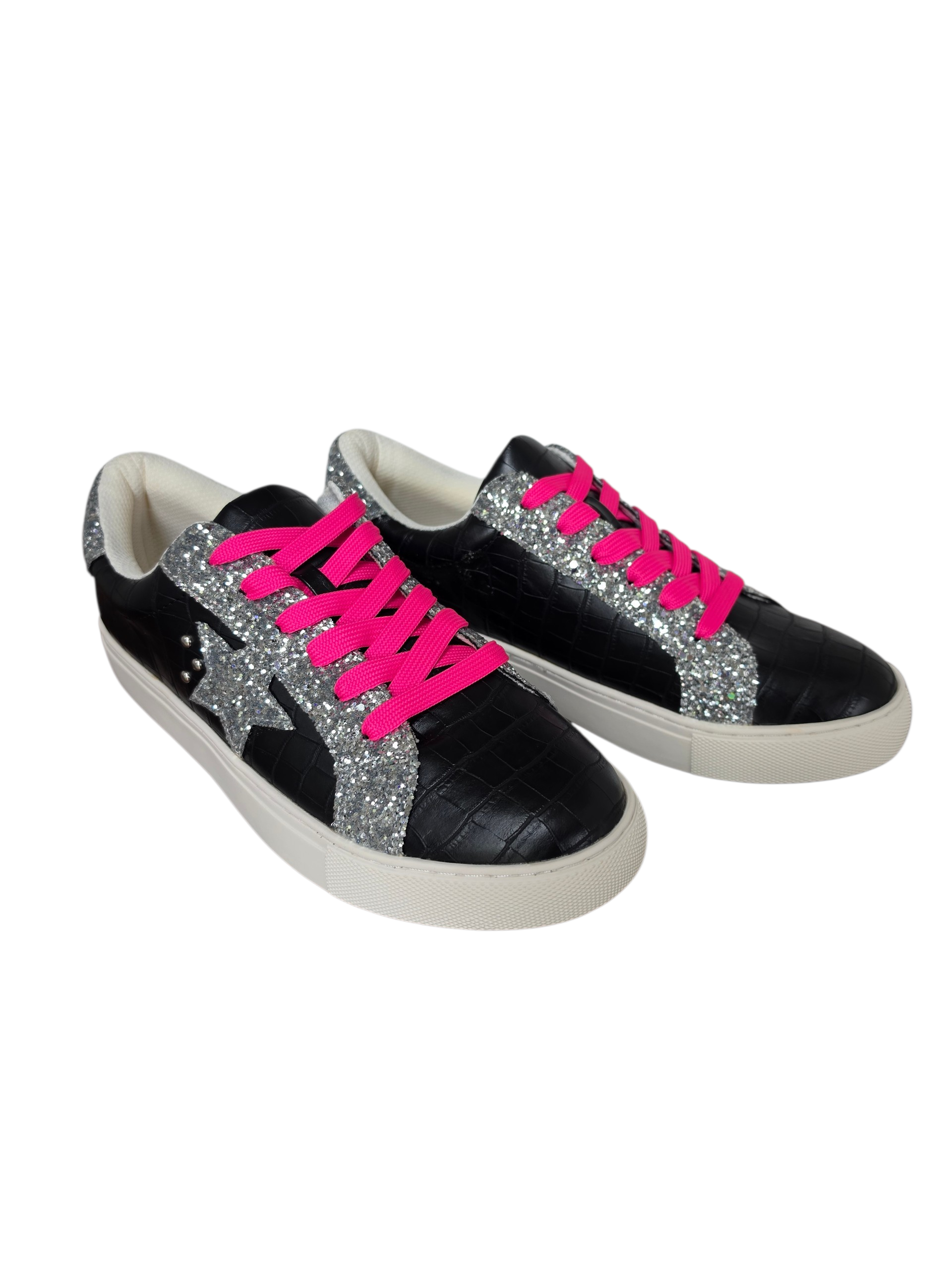 Corkys Supernova Black Croc & Pink Sparkle Sneakers – Yester-Slay Closet Co Size 9