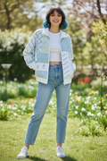 Vintage Koret Patchwork Jacket | Pastel Floral & Dragonfly Cottagecore Zip-Up | Size Medium