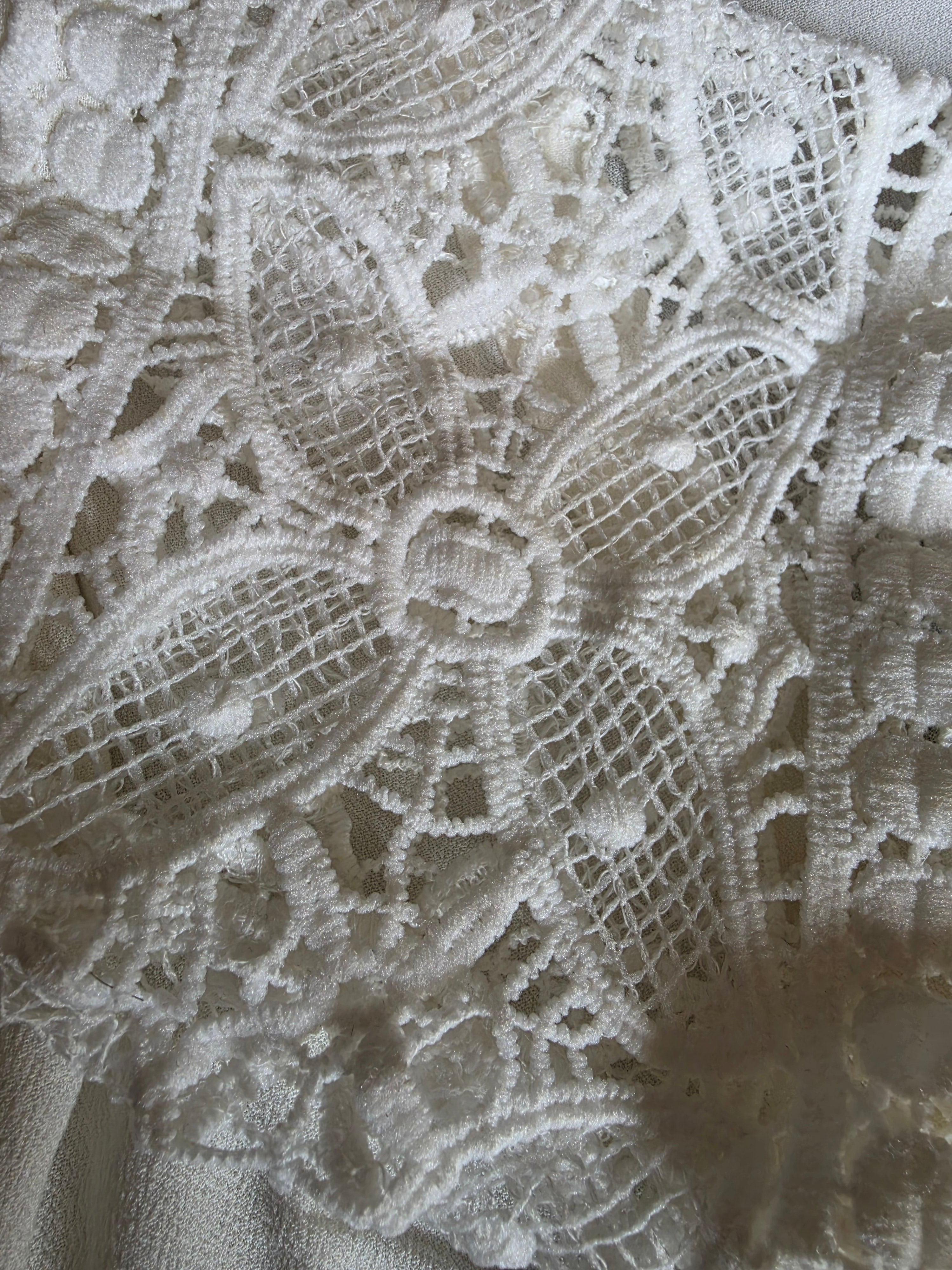 NY Collection Petite Medium White Lace Trim Open Front Cardigan Boho Kimono Size Petite Medium