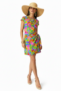 Vintage 90s Spenser Jeremy 100% Silk Psychedelic Swirl Faux-Wrap Dress - Size 8