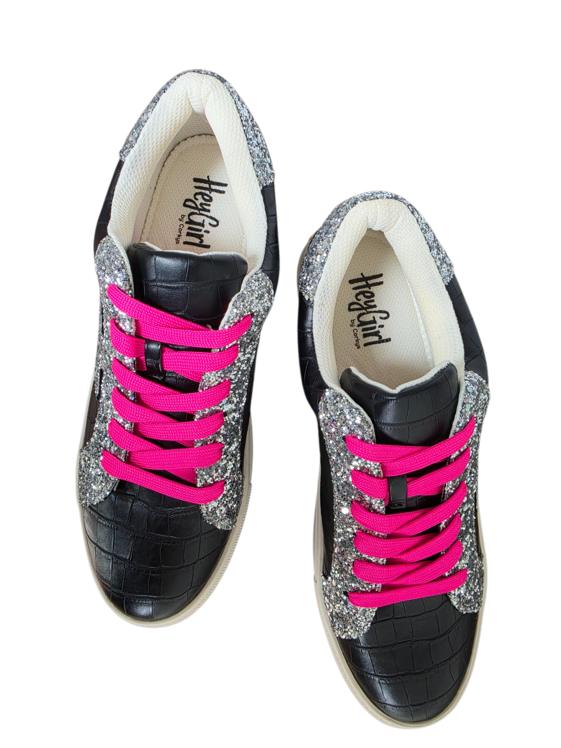 Corkys Supernova Black Croc & Pink Sparkle Sneakers – Yester-Slay Closet Co Size 9