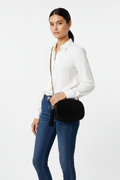 Bechamel Vintage Quilted Black Suede Tassel Crossbody Bag