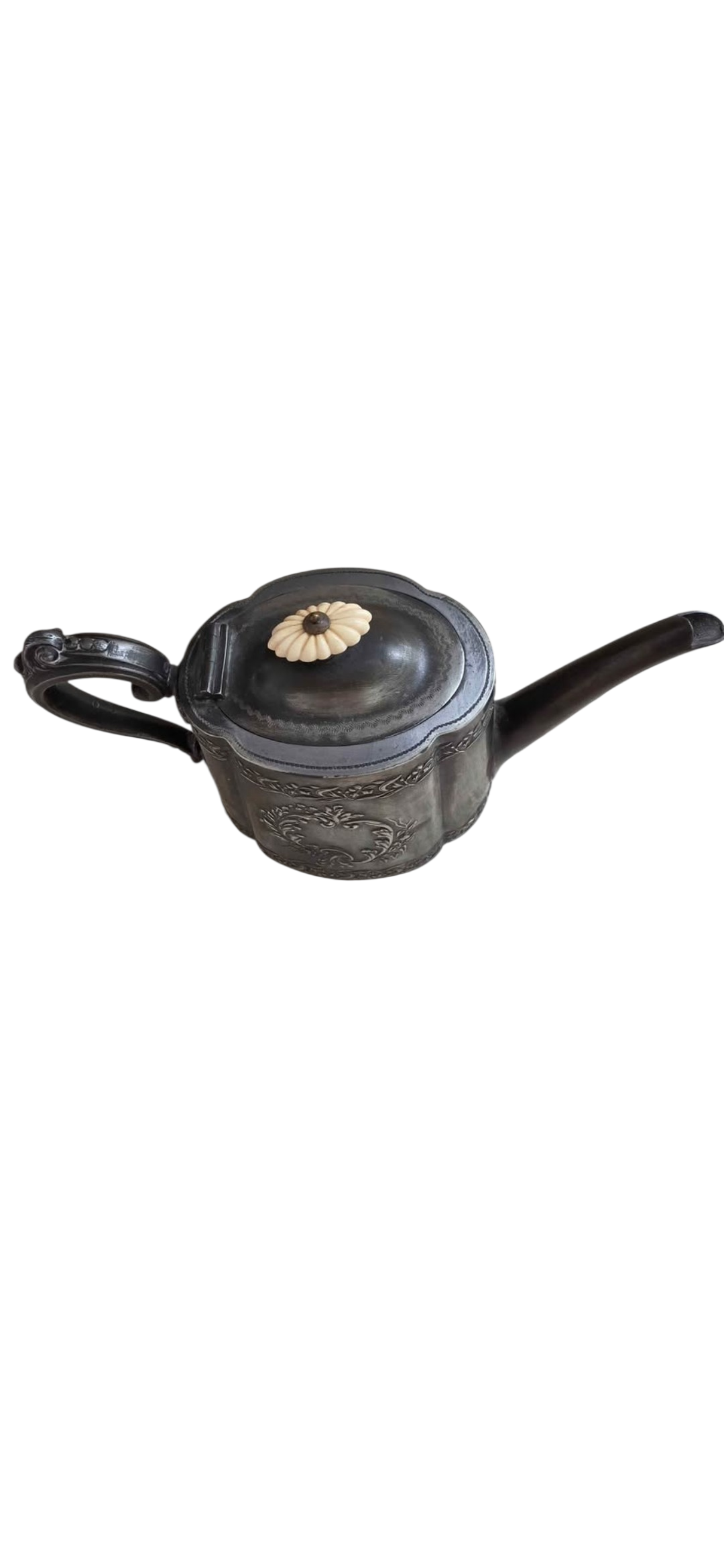 Antique Victorian Silver-Plated Teapot - Engraved Floral Design - EPBM No. 1779