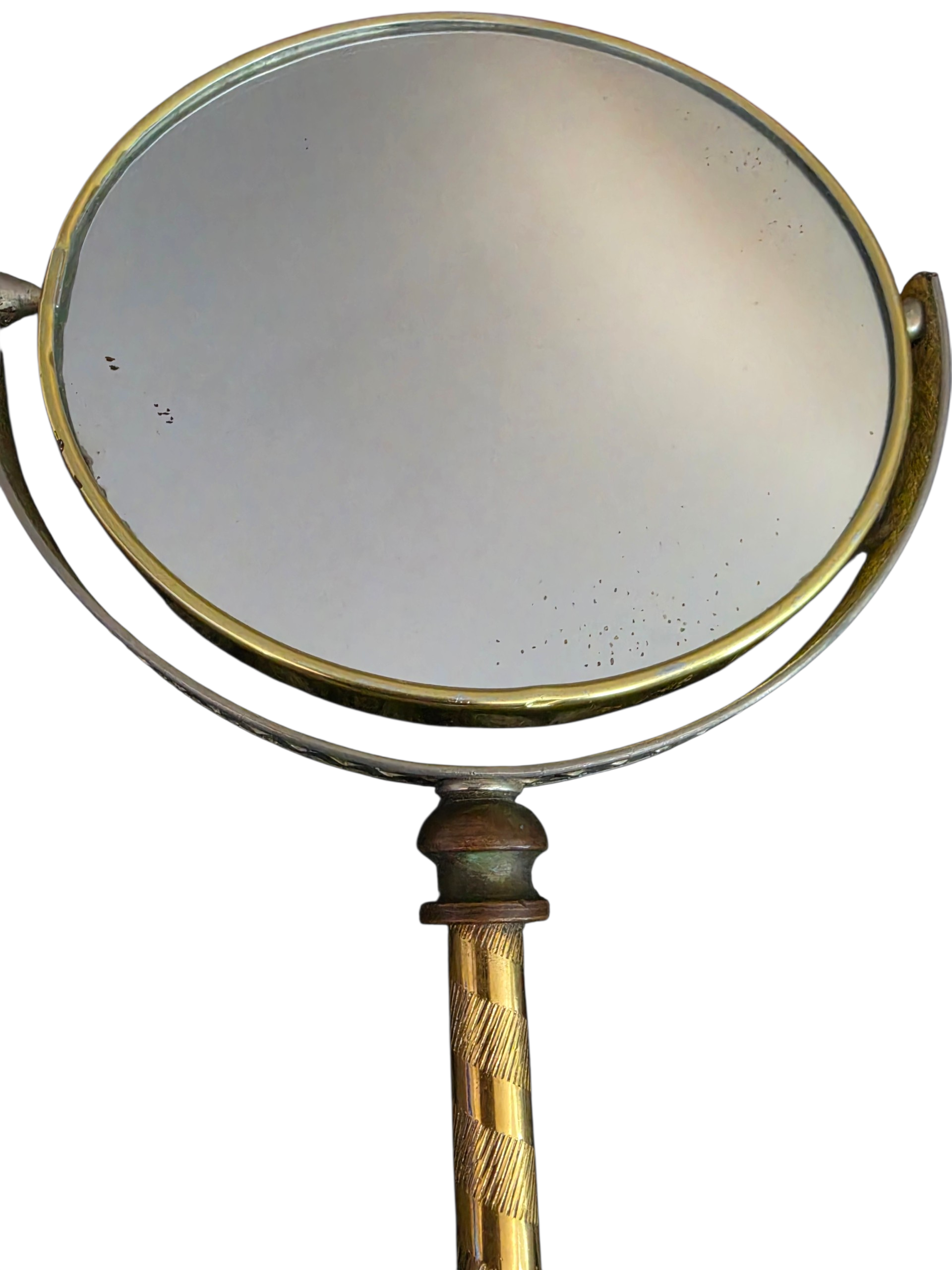 Vintage Mid Century Brass Swivel Hand Mirror