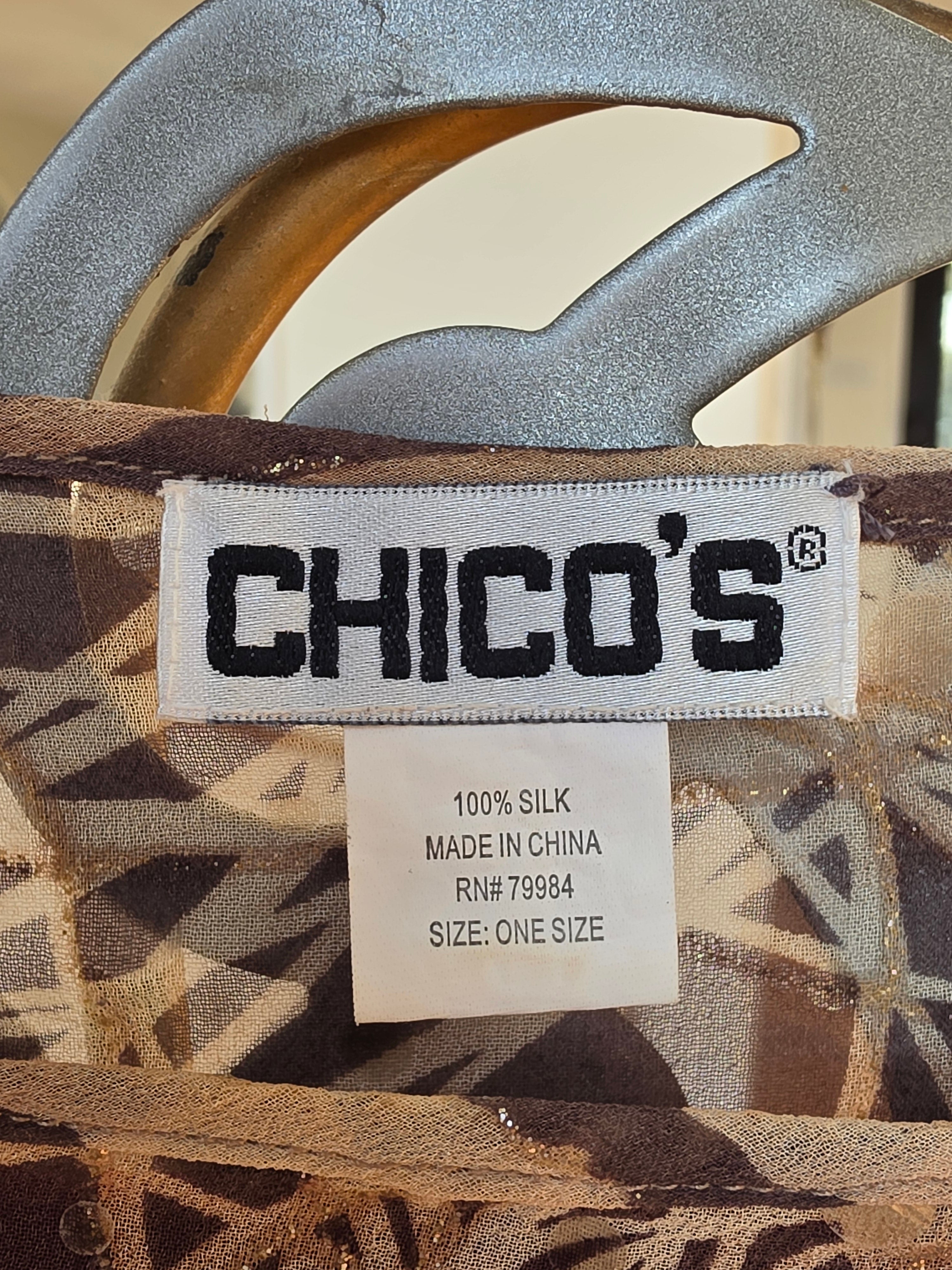Chico's Sheer Animal Print Mesh Poncho Blouse Sequin Detailed Top One Size