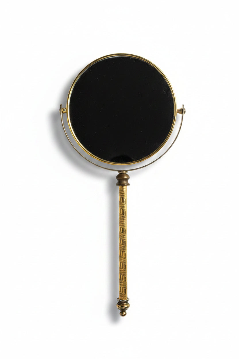 Vintage Mid Century Brass Swivel Hand Mirror