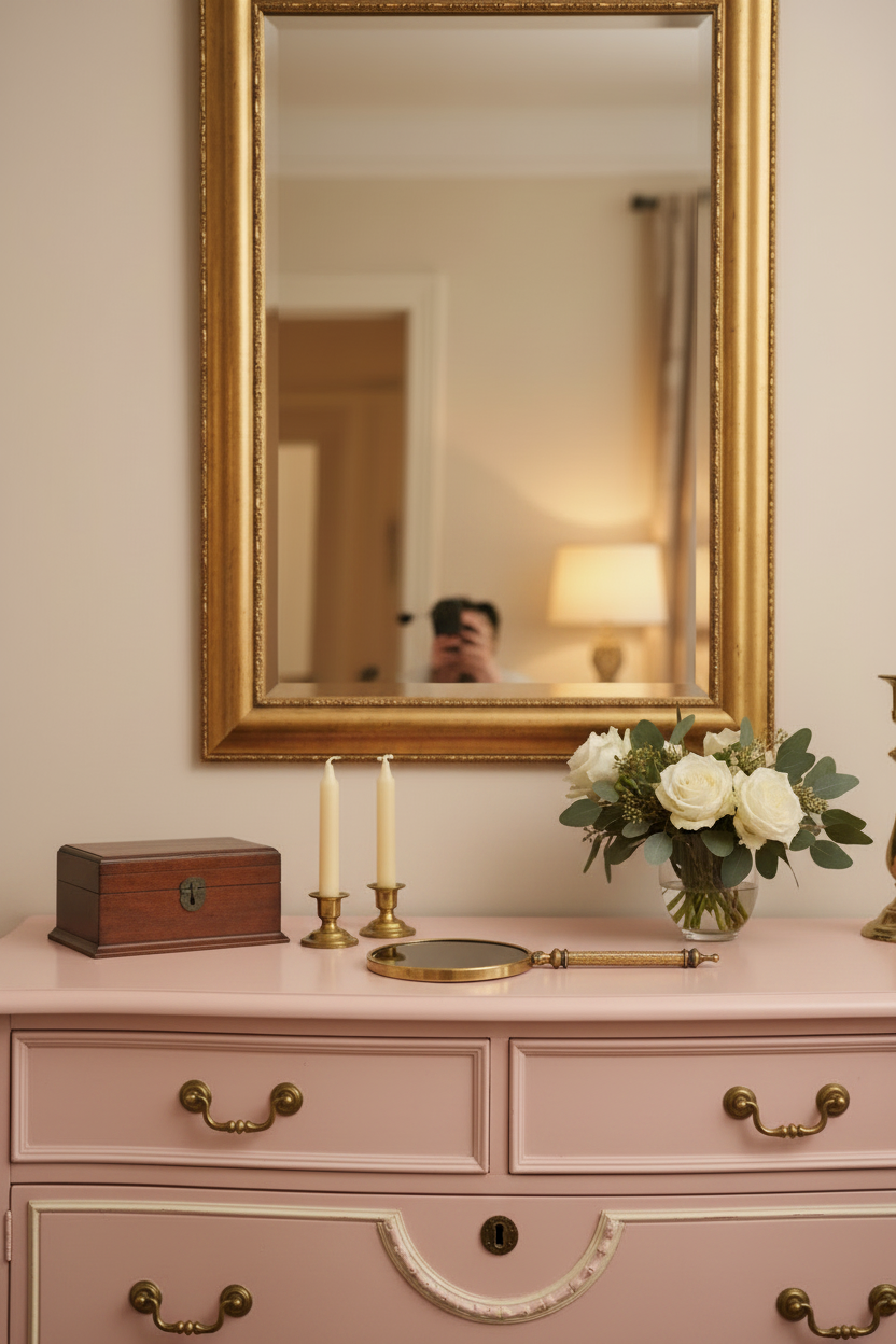 Vintage Mid Century Brass Swivel Hand Mirror
