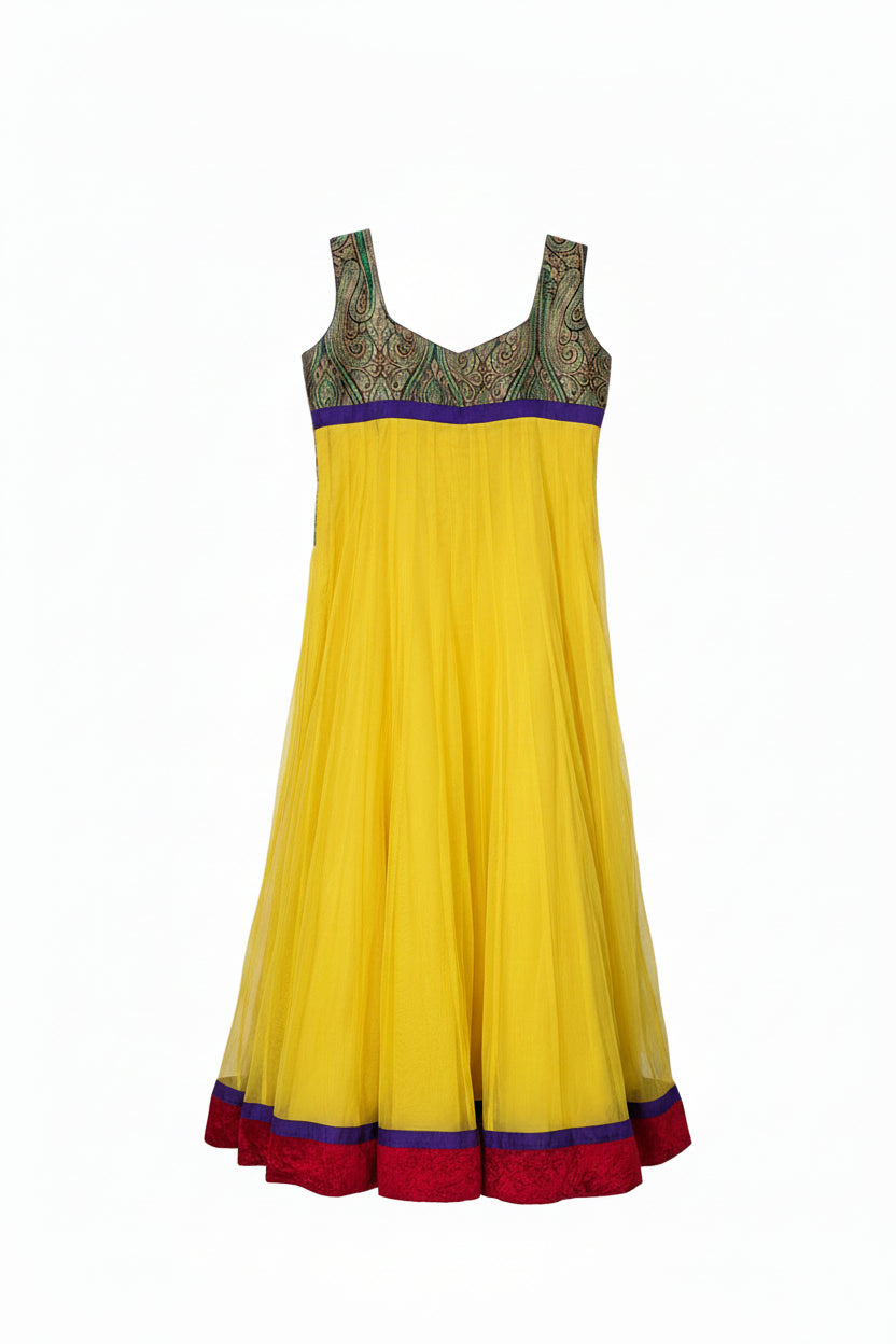 Authentic 3-Piece Anarkali Set in Sunlight Yellow & Royal Paisley