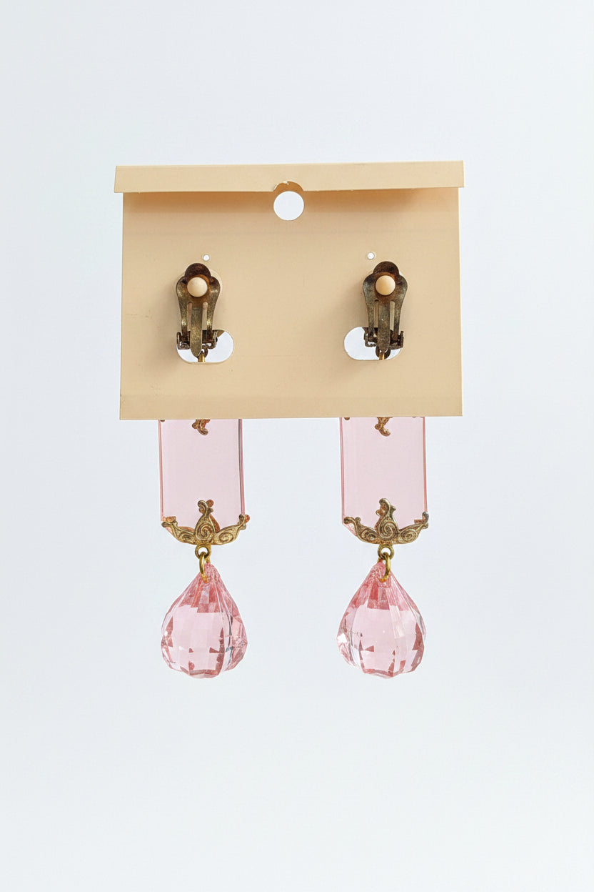 Vintage 80s KMQ Collection Pink Drop Earrings