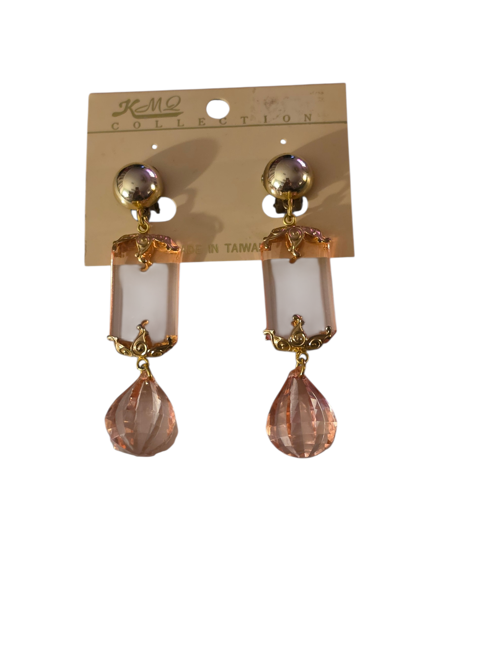 Vintage 80s KMQ Collection Pink Drop Earrings