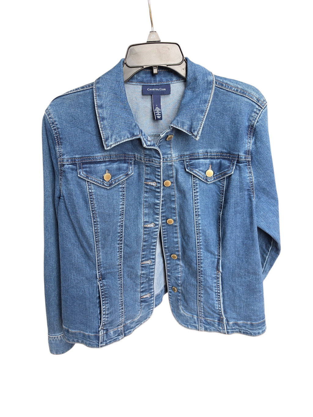 Charter Club Women's Classic Denim Trucker Jacket - Size Large