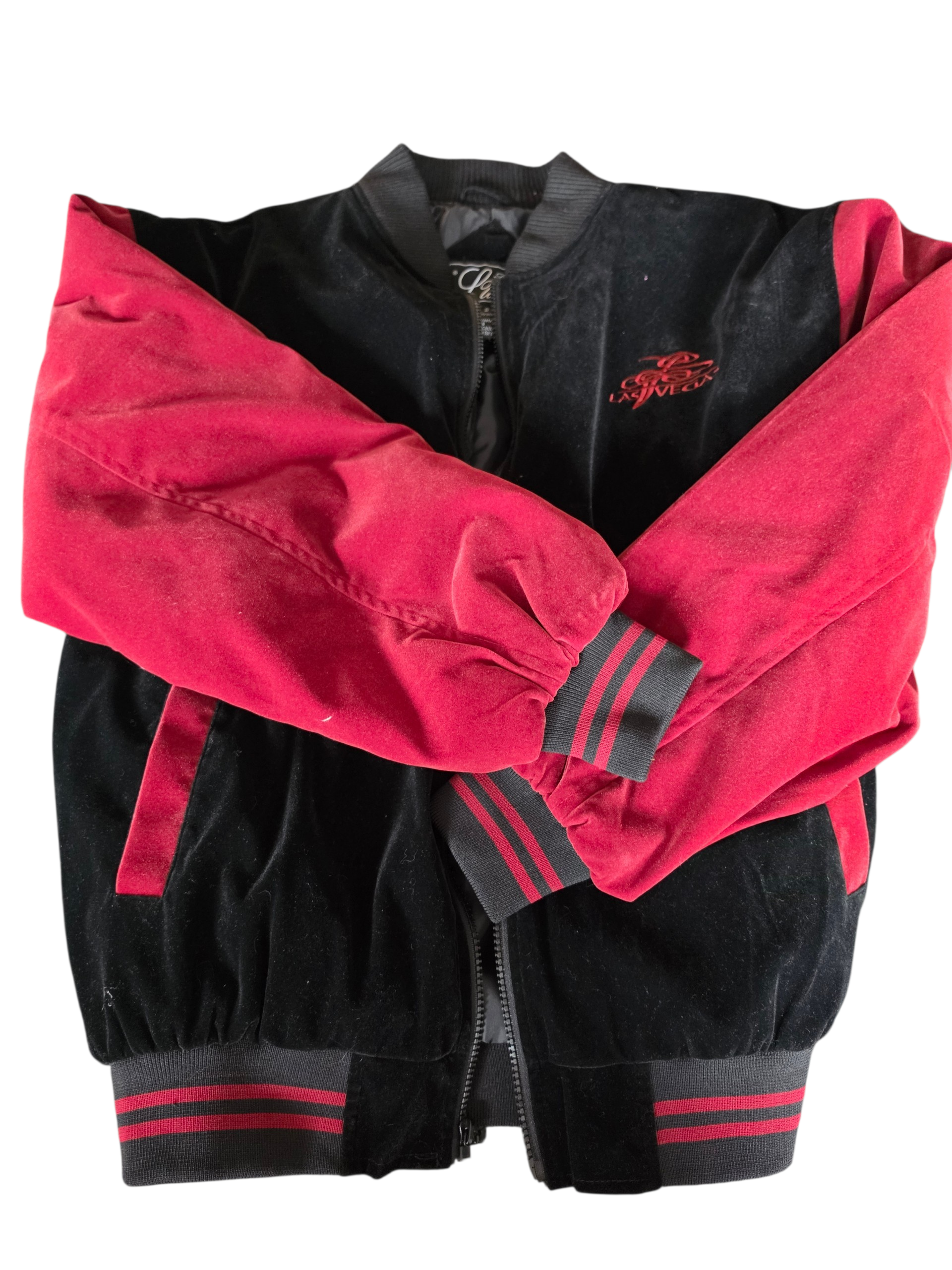 VINTAGE Las Vegas Velvet Colorblock Bomber Jacket S