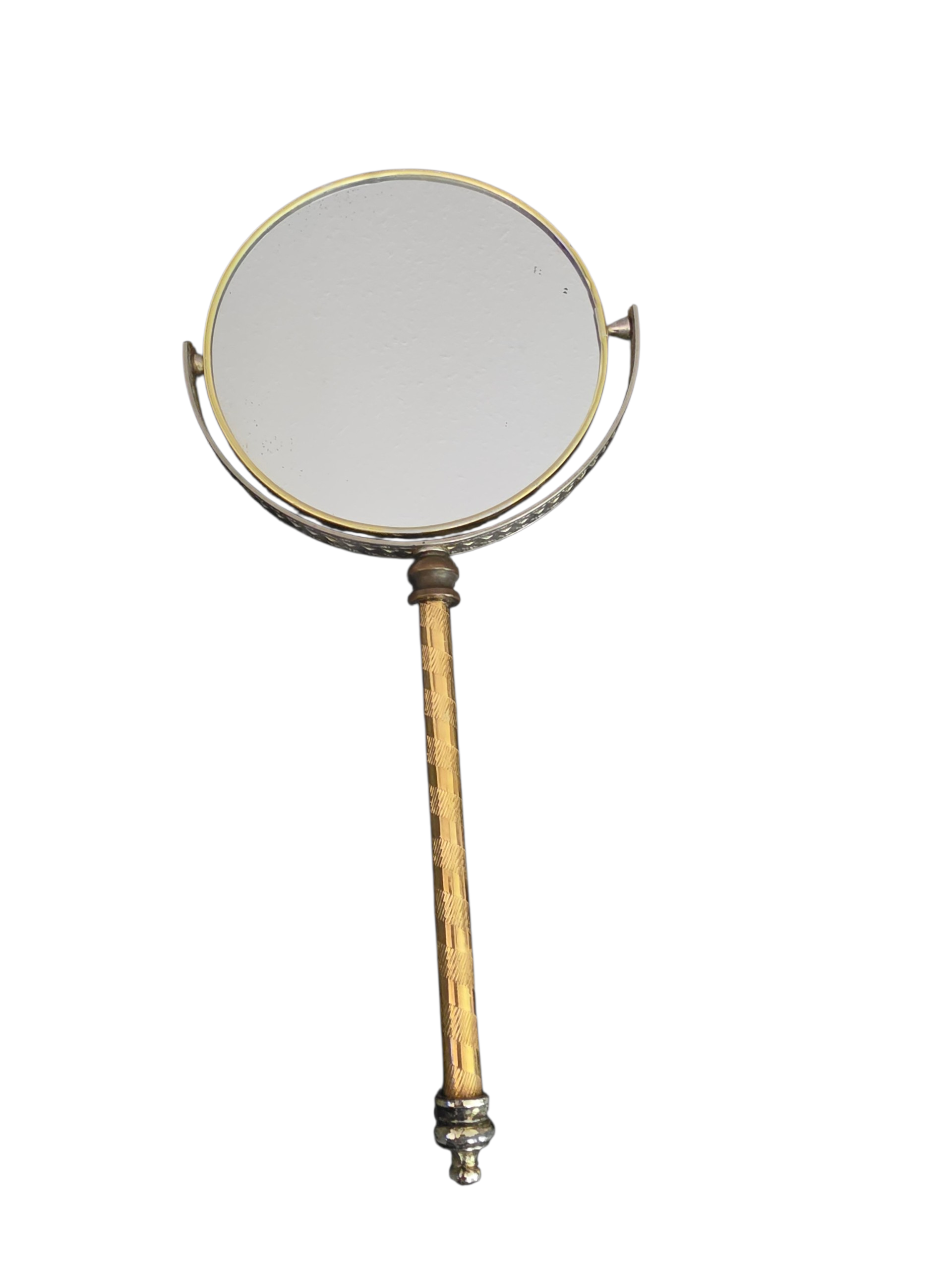 Vintage Mid Century Brass Swivel Hand Mirror