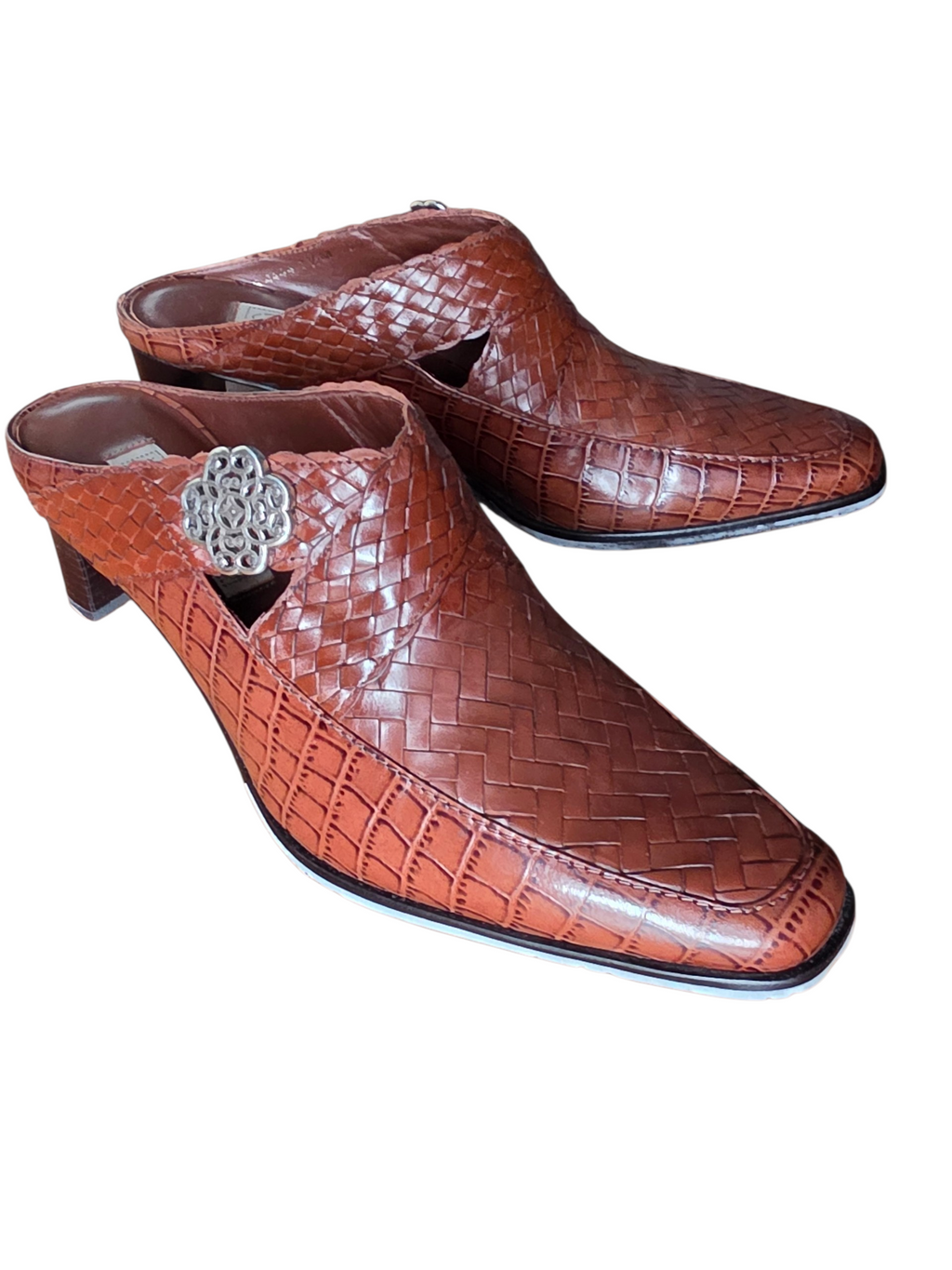 Brighton "Twain" Woven Leather Mules Size 7.5