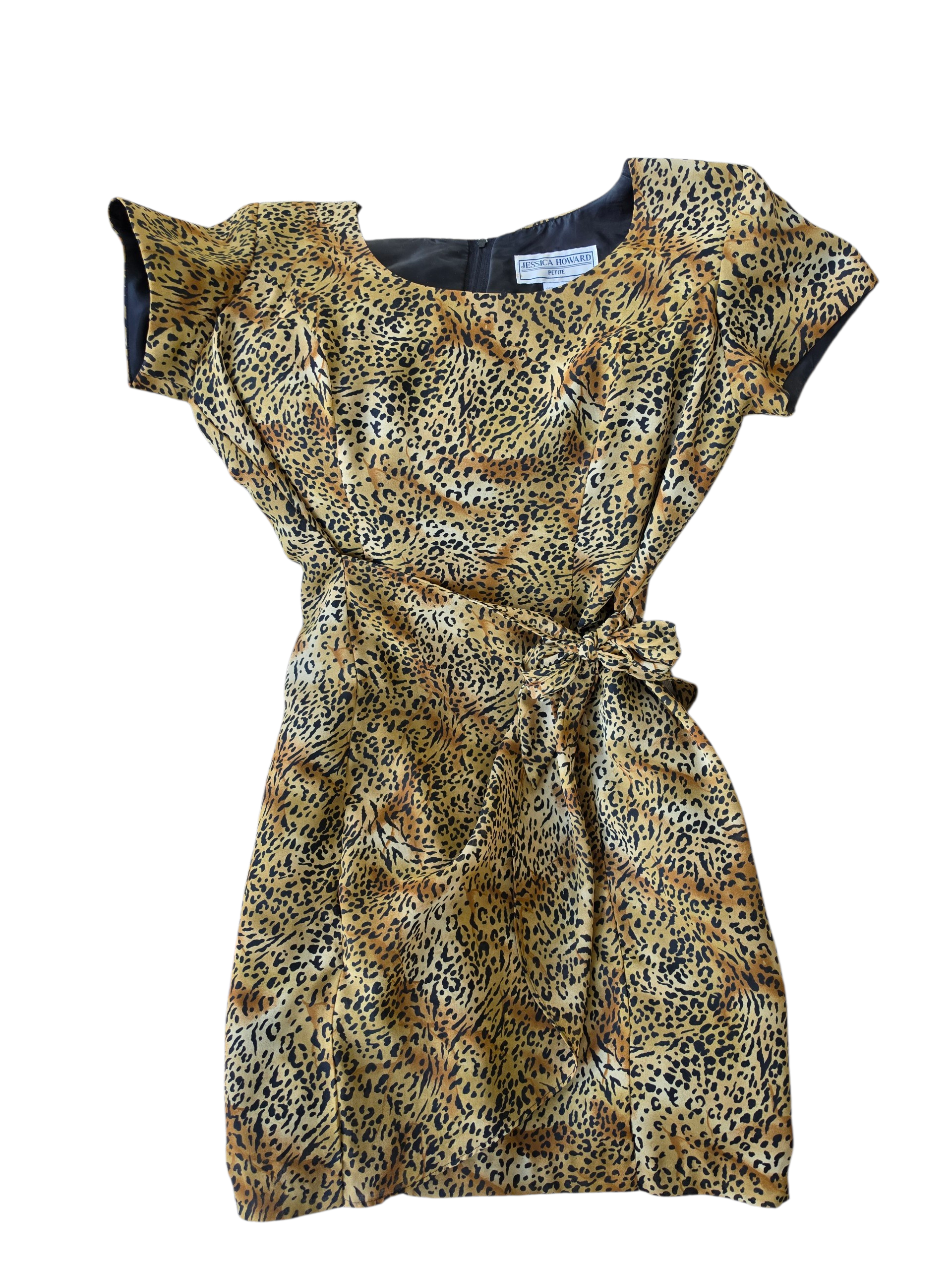 Vintage 90s Jessica Howard Leopard Print Sarong Dress - Size 8 Petite