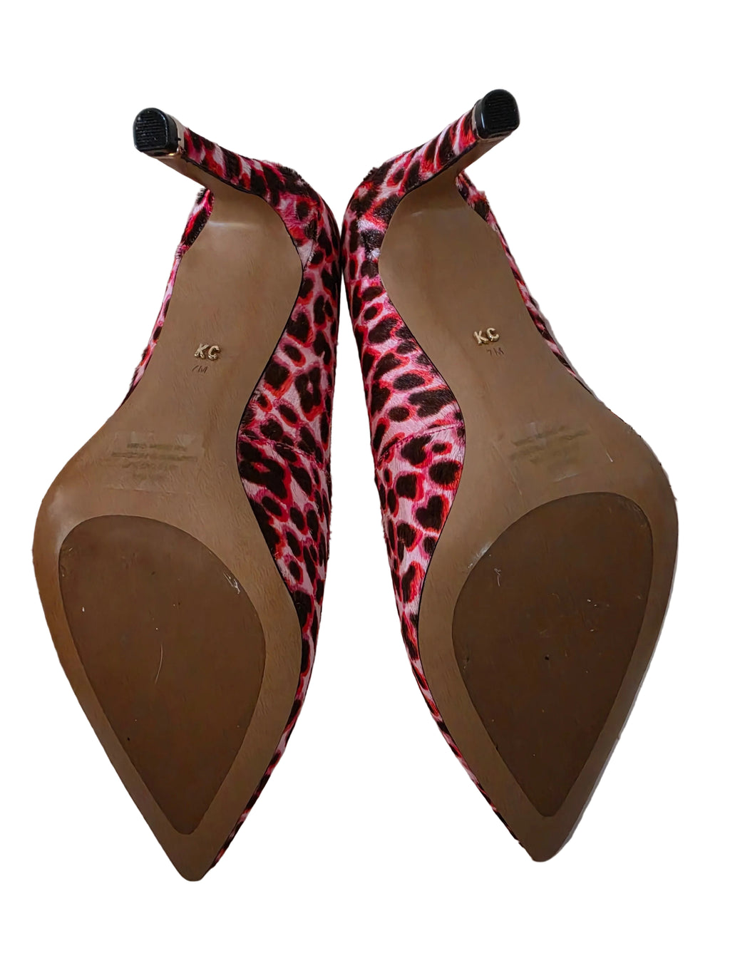 Kenneth Cole New York Riley 85 Bubble Gum Pink Leopard Calf Hair Pumps - Size 7M