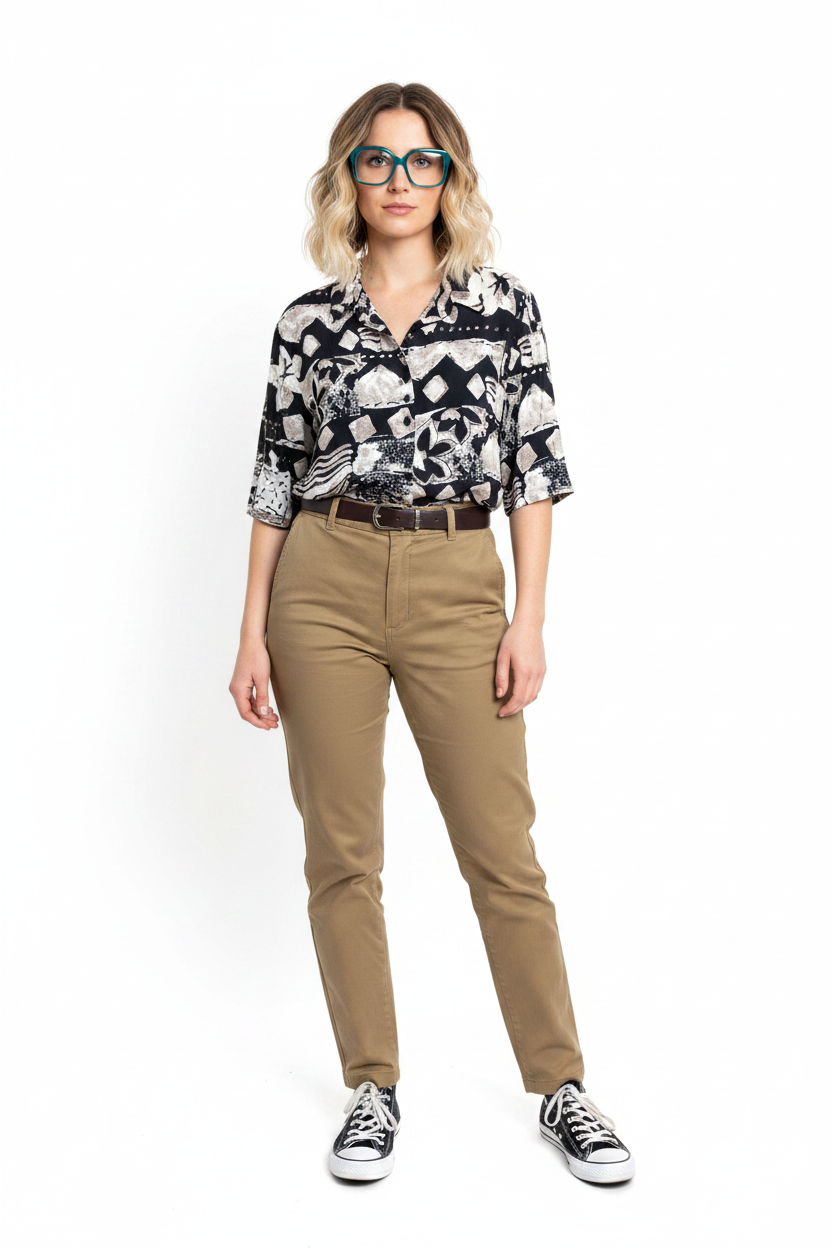 Vintage 90s Abstract Geo-Floral Button Up | Boho Shirt Fits Like a Medium
