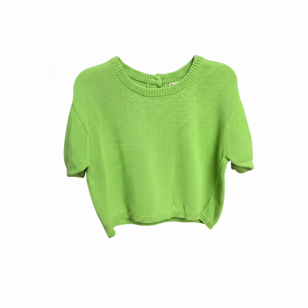 90s ESPIRT Lime Green Cropped Knit Top - Fits Like A Medium