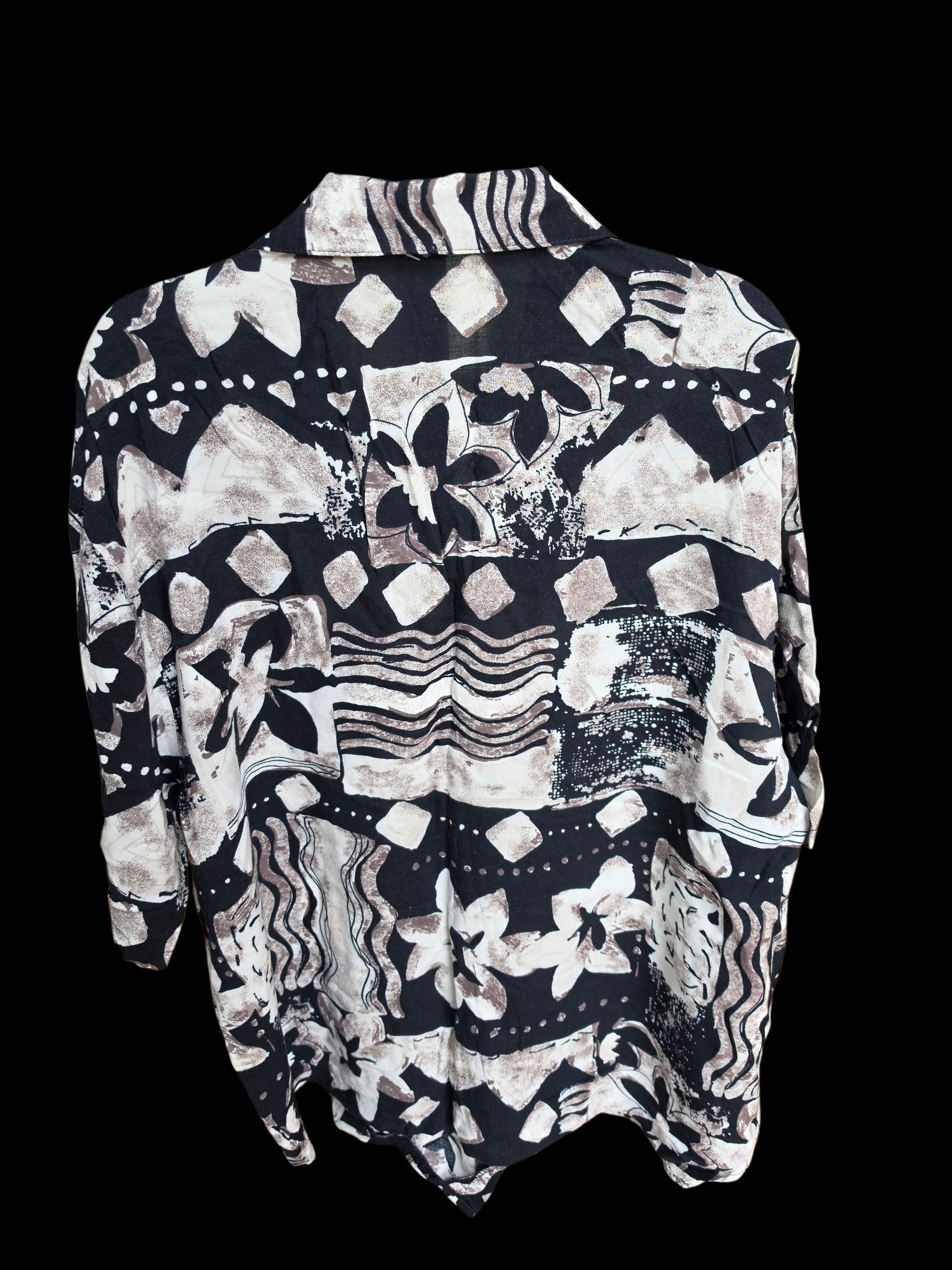 Vintage 90s Abstract Geo-Floral Button Up | Boho Shirt Fits Like a Medium