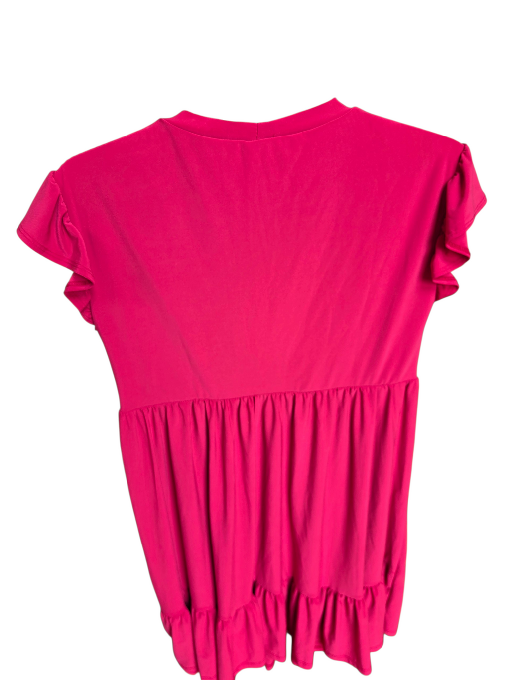 Express Crew Neck Ruffle Mini Babydoll Dress - Hot Pink Slay Size XS