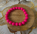 Y2K Pop Art Bright Pink Beaded Bracelet