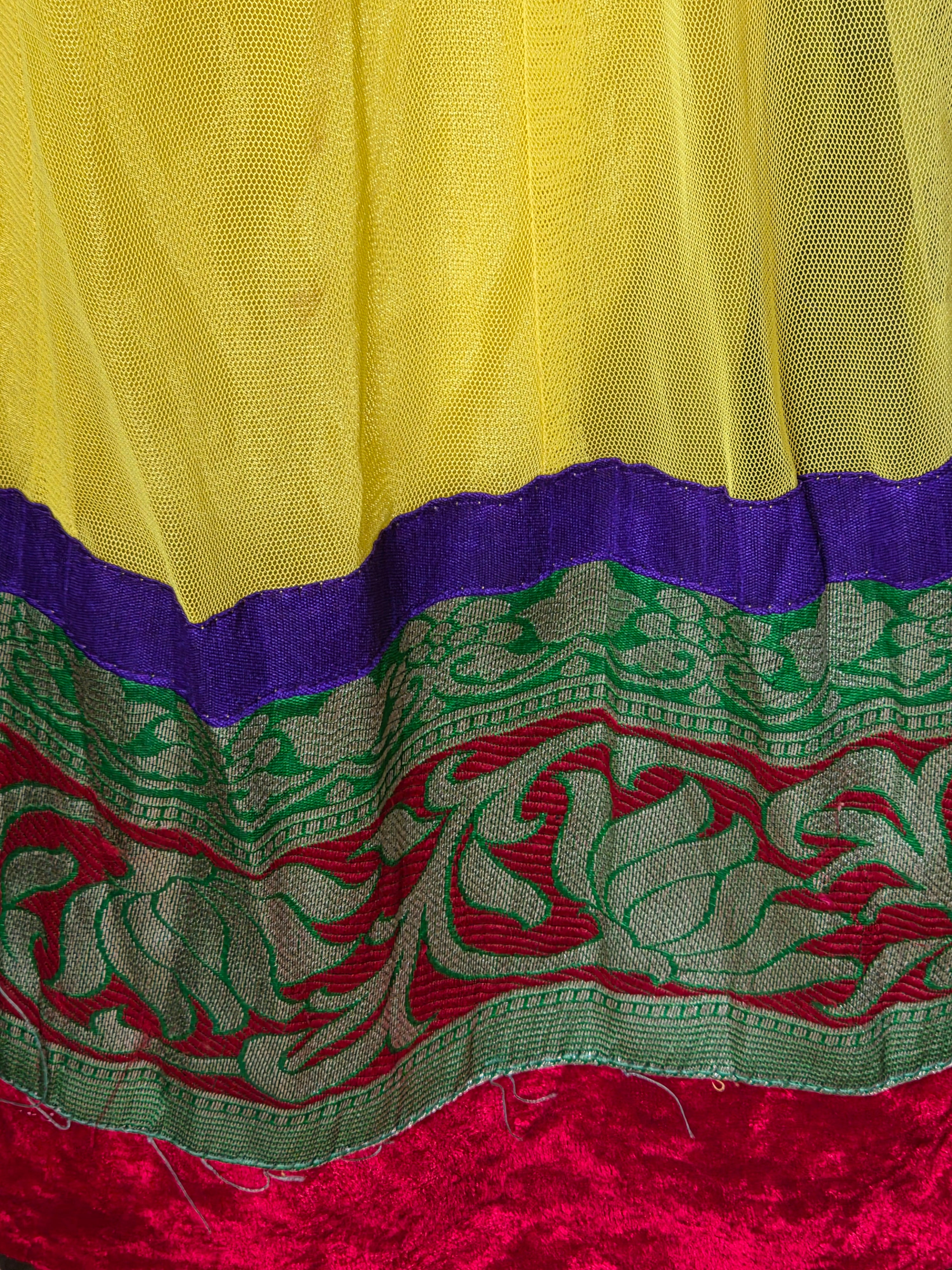Authentic 3-Piece Anarkali Set in Sunlight Yellow & Royal Paisley