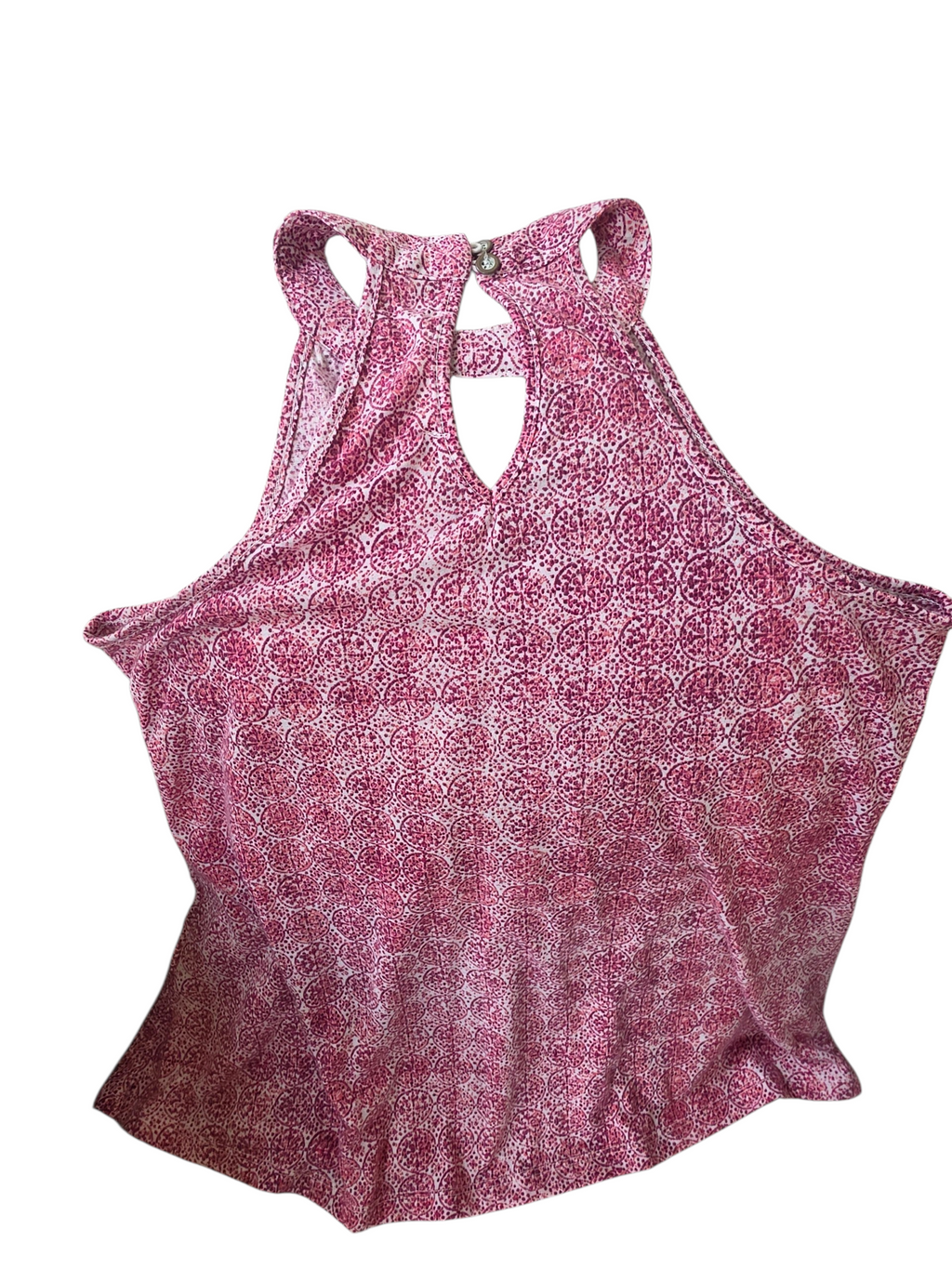 Rewind Vintage-Style Halter Tank Top with Crochet Lace Overlay