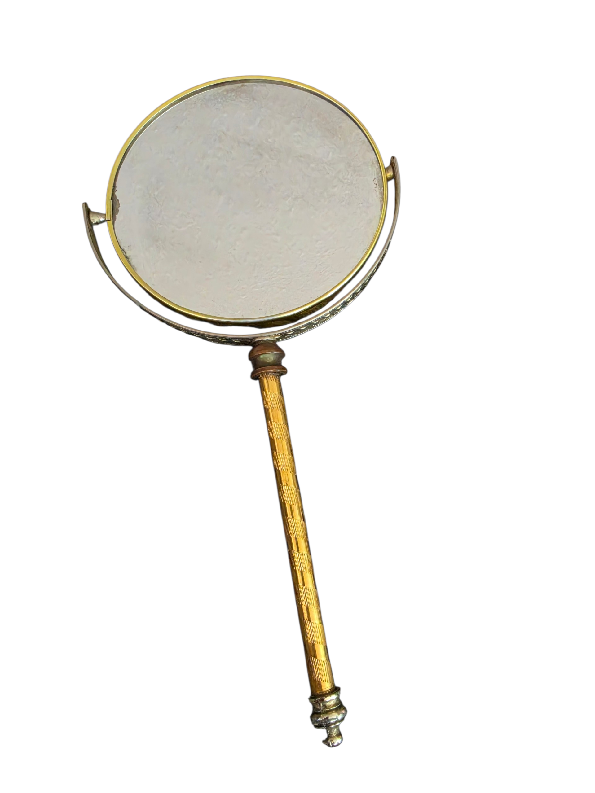 Vintage Mid Century Brass Swivel Hand Mirror