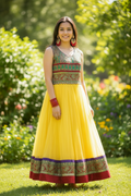 Authentic 3-Piece Anarkali Set in Sunlight Yellow & Royal Paisley
