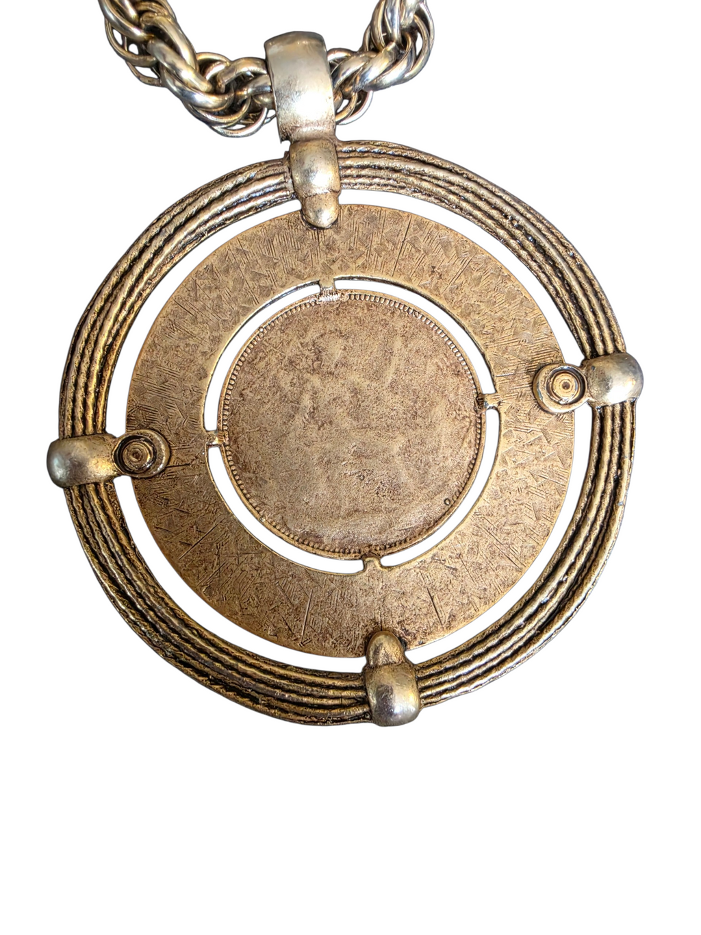 Vintage King George VI Gold Coin Medallion Necklace - Rope Chain Statement Piece