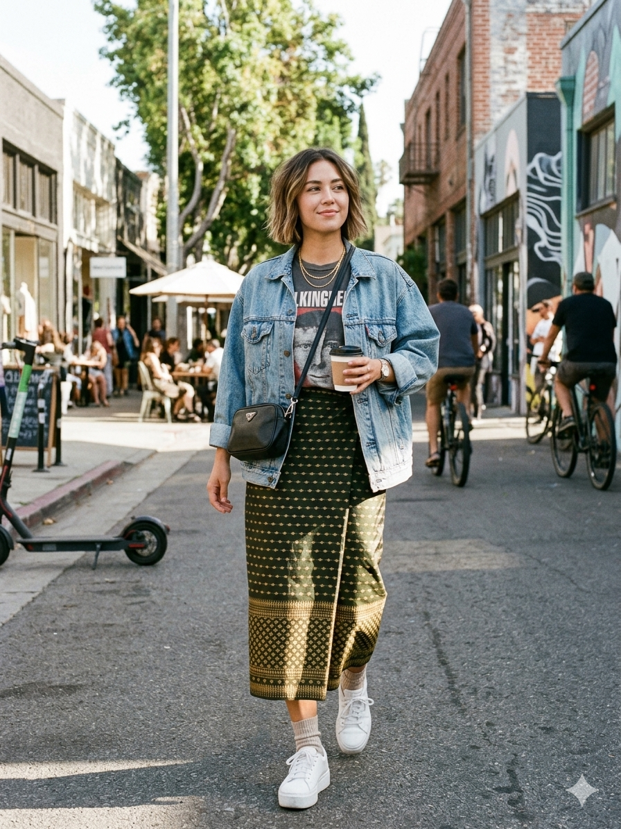 Iridescent Emerald Traditional Thai Wrap Skirt