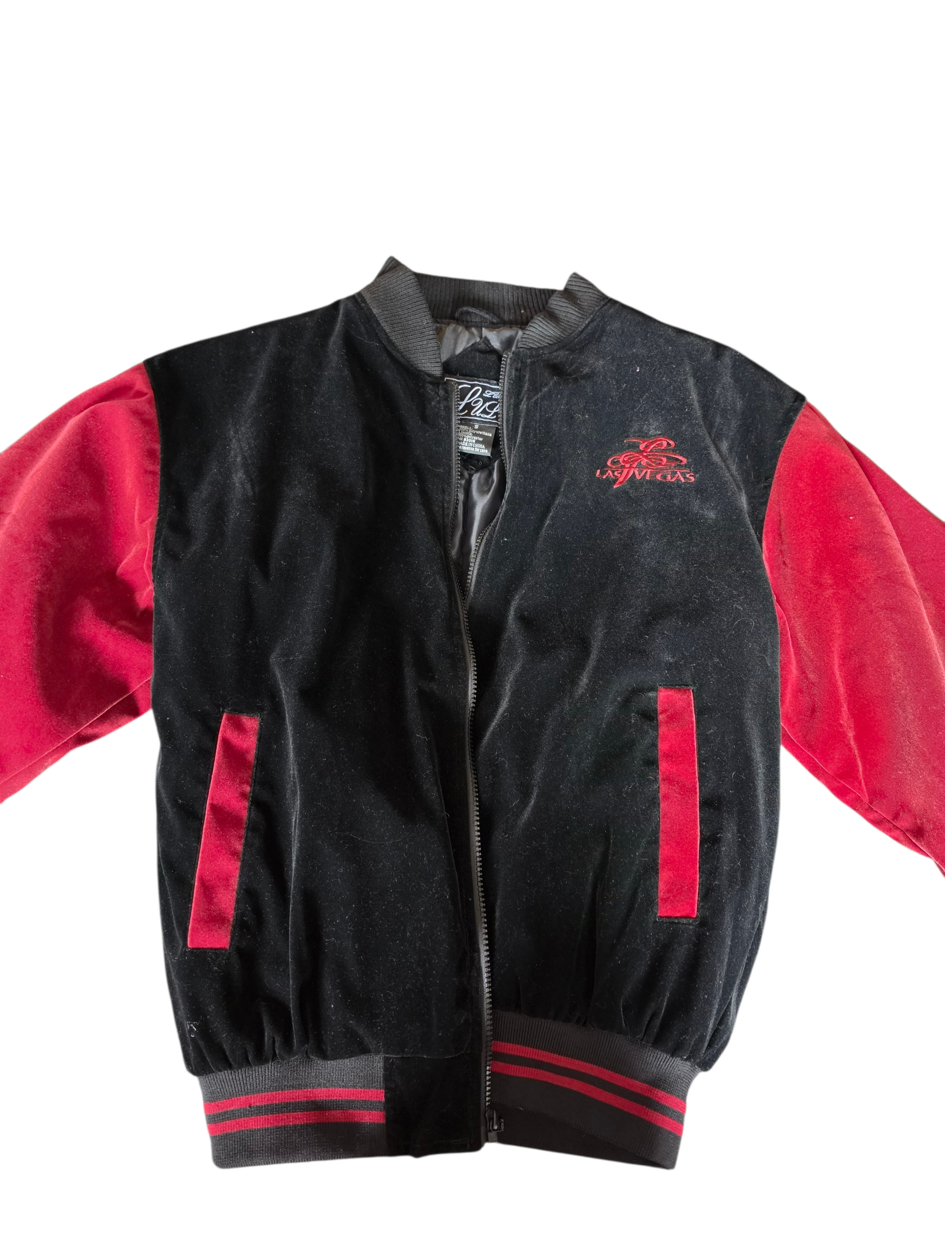 VINTAGE Las Vegas Velvet Colorblock Bomber Jacket S