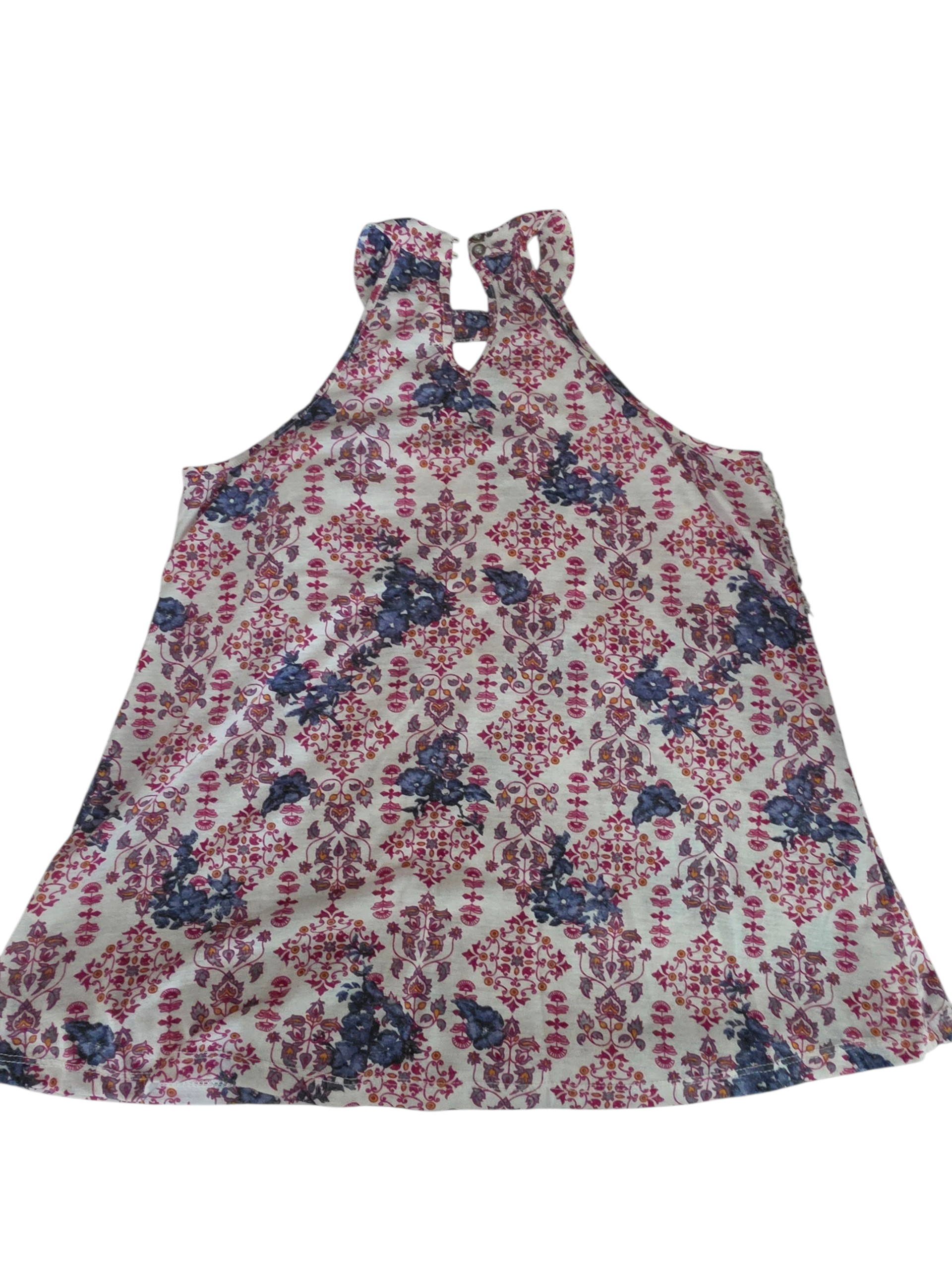 Vintage Style Boho Crochet Lace Halter Top | Floral Paisley Keyhole Tank Size Small