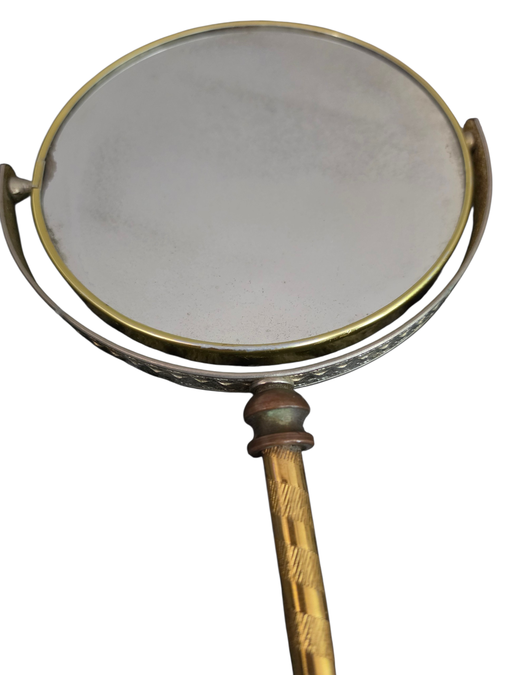Vintage Mid Century Brass Swivel Hand Mirror