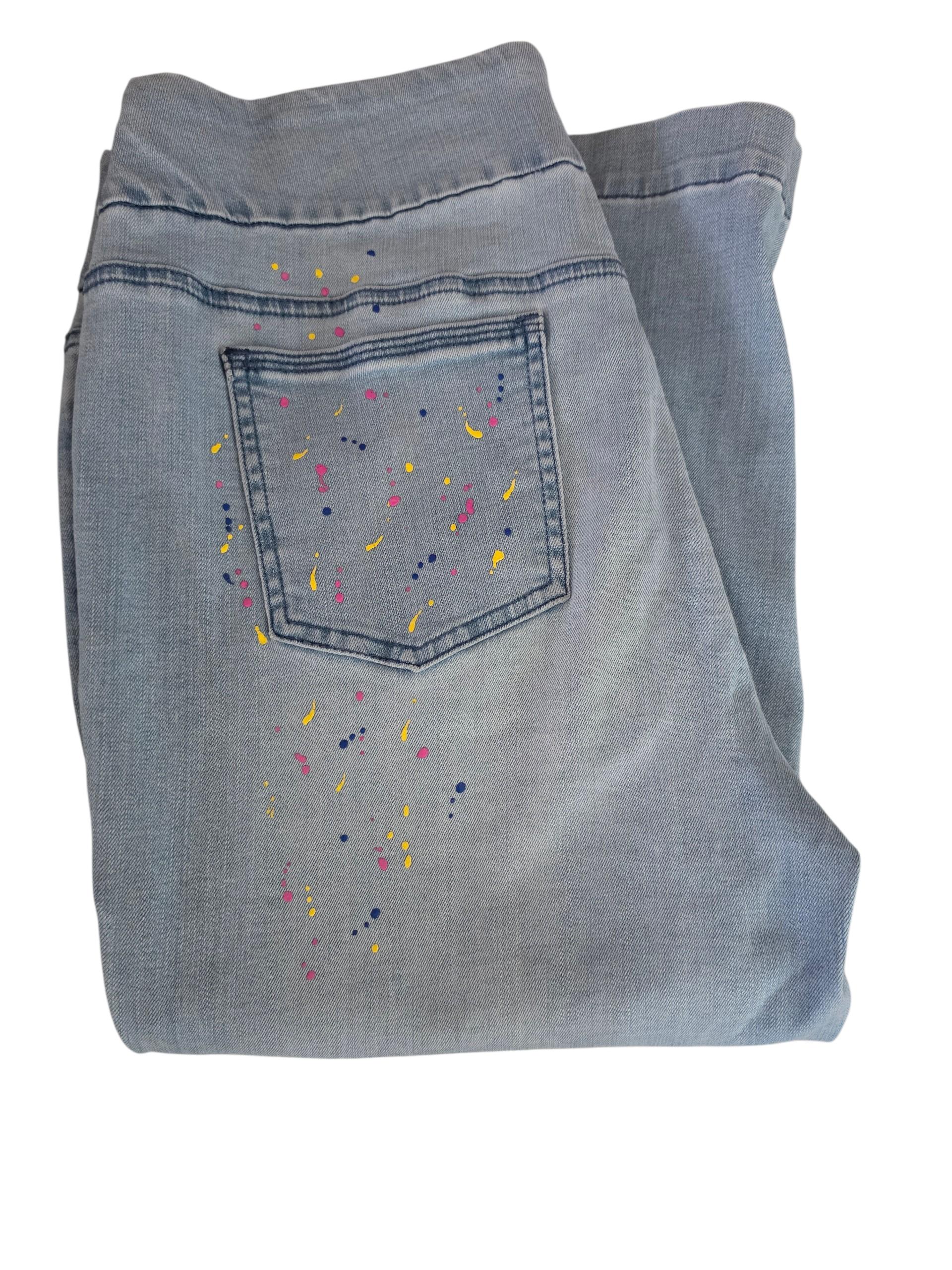 Westbound Light Wash Paint Splatter Cropped Denim Jeans - Size 8