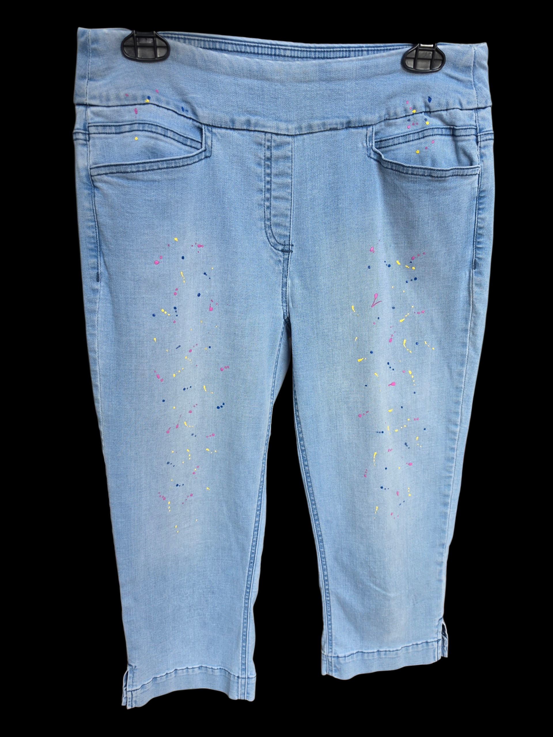 Westbound Light Wash Paint Splatter Cropped Denim Jeans - Size 8