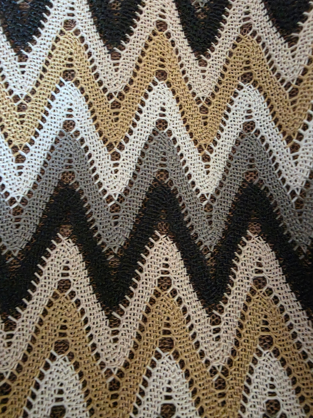 Ryu Chevron Knit Boho Top with Crochet Lace Fringe