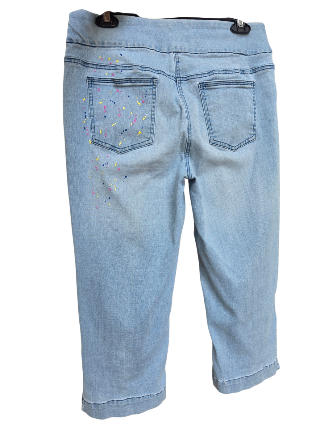 Westbound Light Wash Paint Splatter Cropped Denim Jeans - Size 8