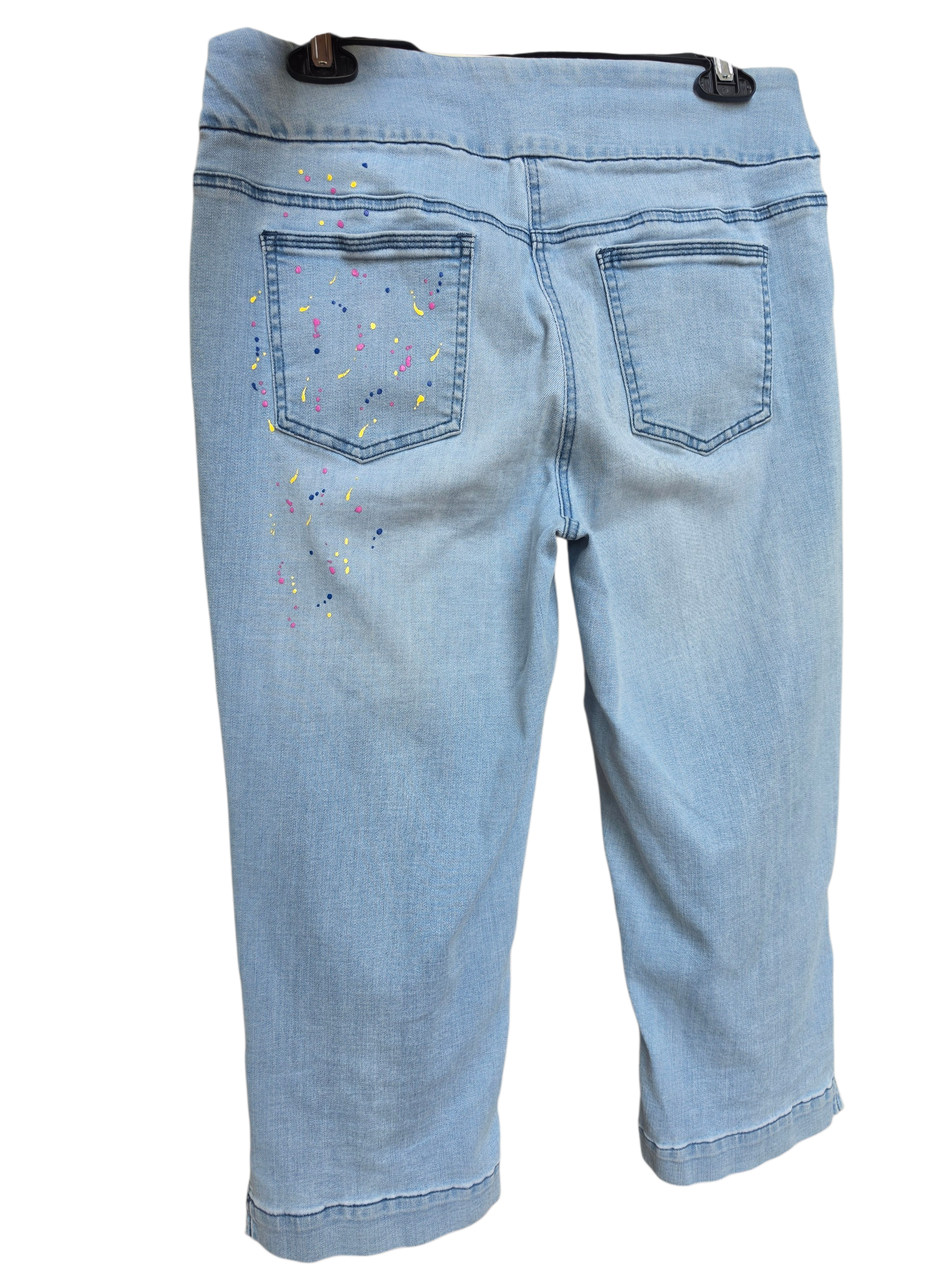 Westbound Light Wash Paint Splatter Cropped Denim Jeans - Size 8